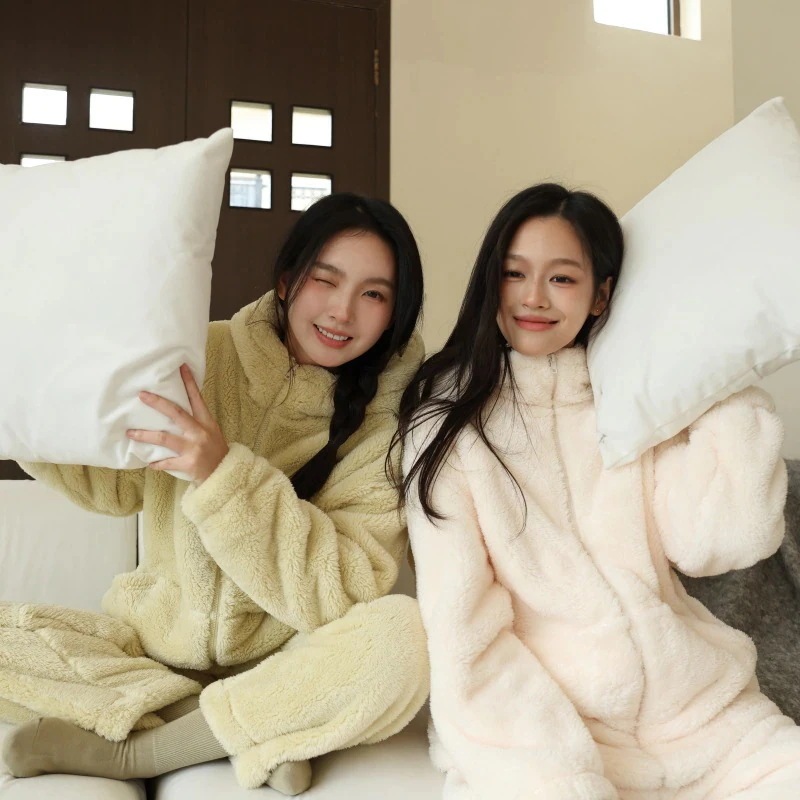 冬 秋 連帽 パジャマ 女 ルームウェア セットアップ レディースファッション