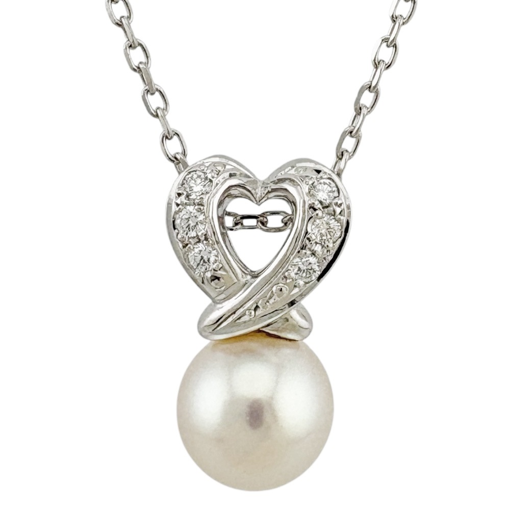 ミキモト ネックレス 18金 K18ホワイトゴールド アコヤパール MIKIMOTO 中古 美品
