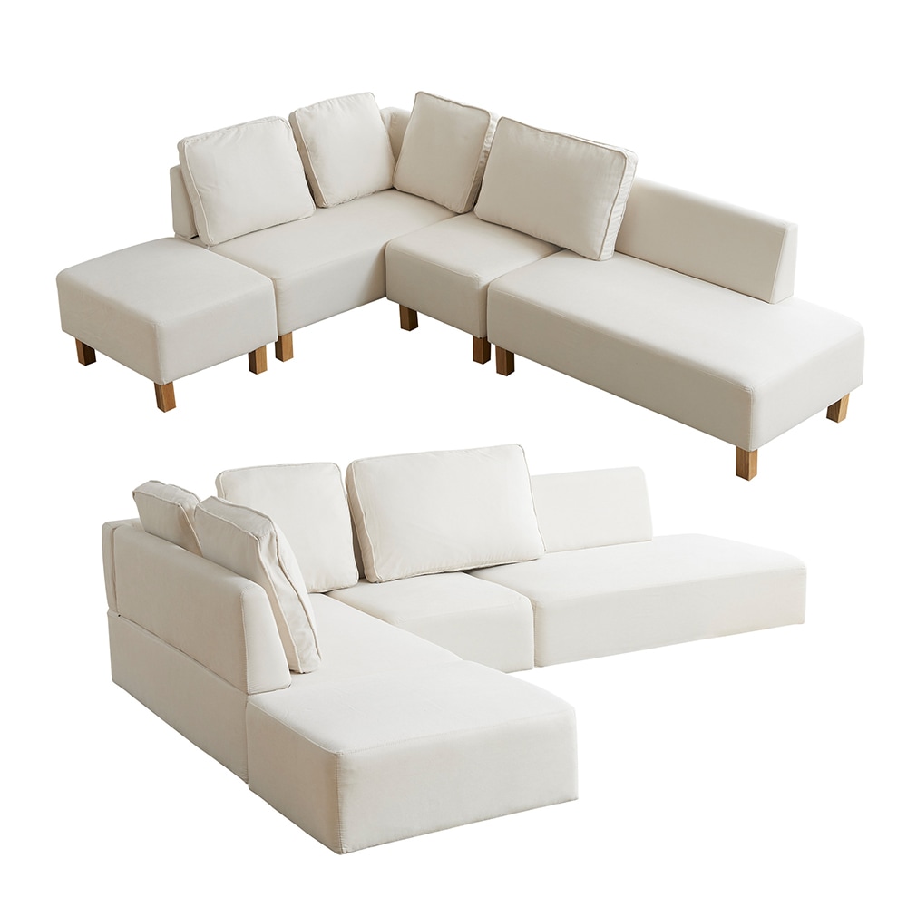 カウチソファ コーナーソファ リビングソファー 洗えるカバー L字型 ソファーセット6人掛けソファー オットマン付き