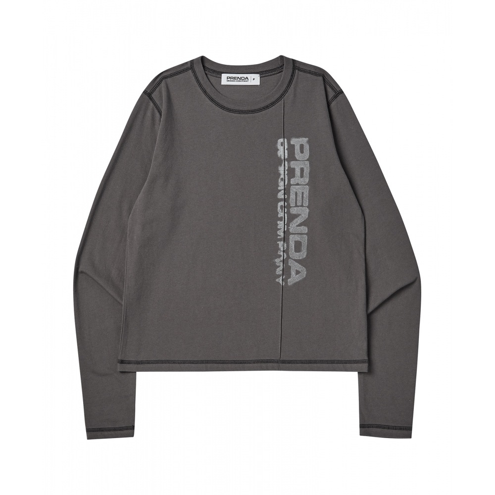 PRENDA スマッジドロゴロングスリーブチャコール