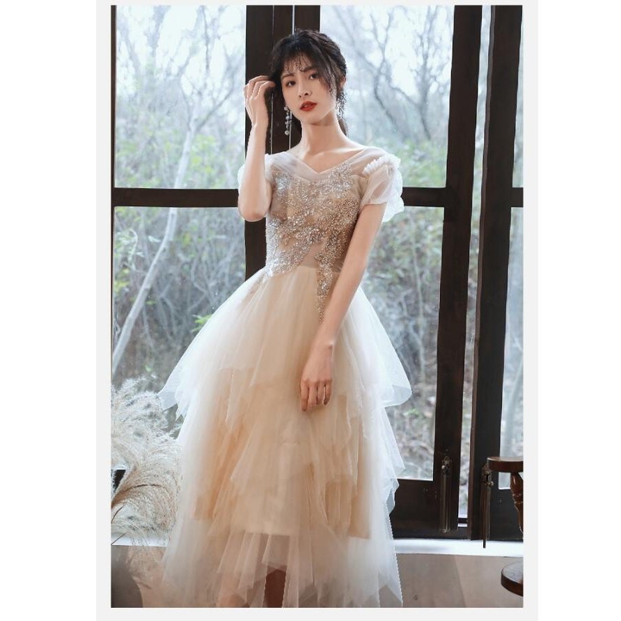 パーティードレス 結婚式 大きいサイズ ミモレ丈ドレス ワンピース 30代40代50代 不規則 きれ