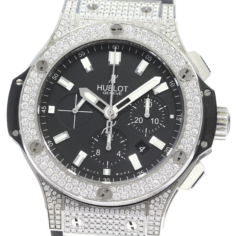 ウブロ HUBLOT 301.SX.1170.RX.1704 ビッグバン スチール ダイヤモンド クロノグラフ 自動巻き メンズ 美品 保証書付き_836976【中古】