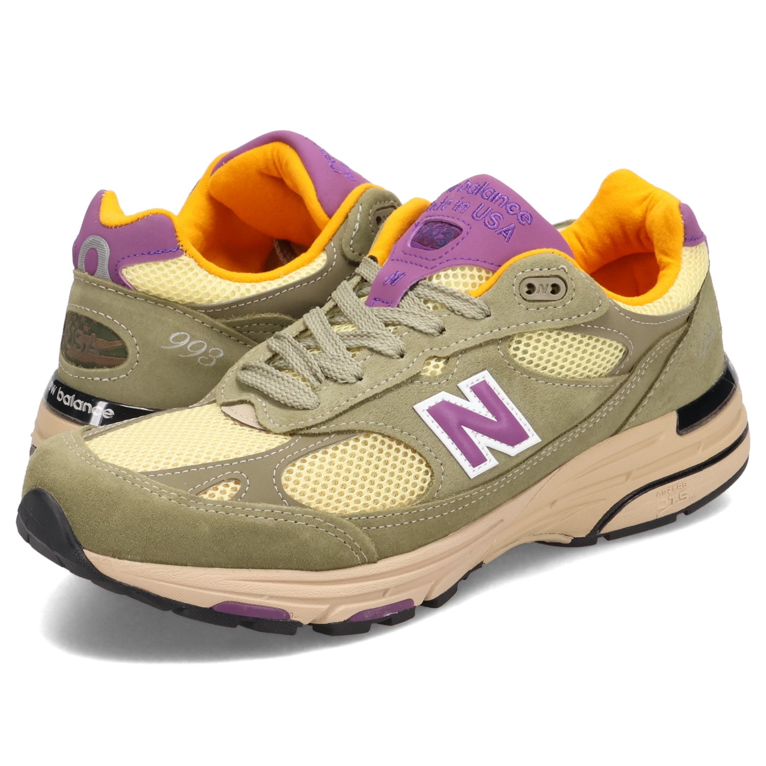 993 スニーカー メンズ Dワイズ MADE IN USA グリーン U993OL