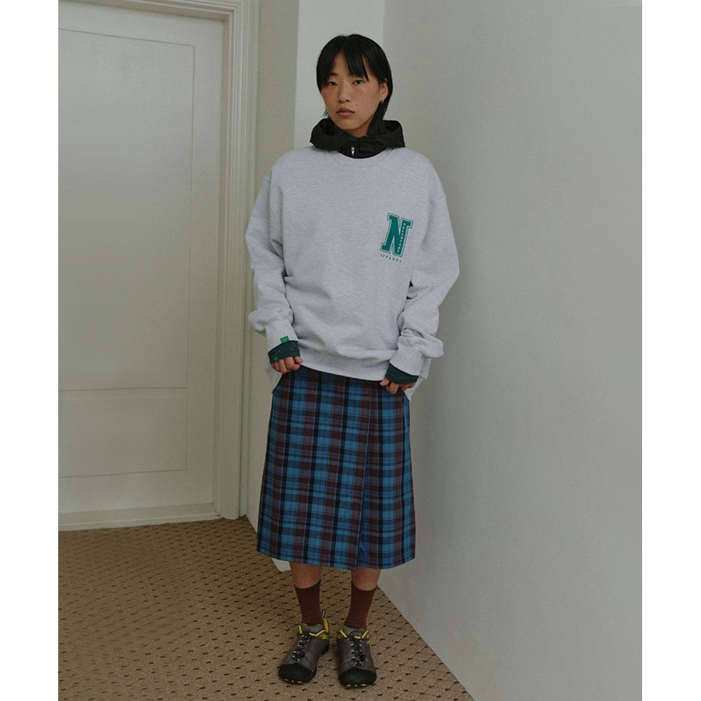 NOCONTENT円プリントスウェットシャツ_ホワイトメランジグレー