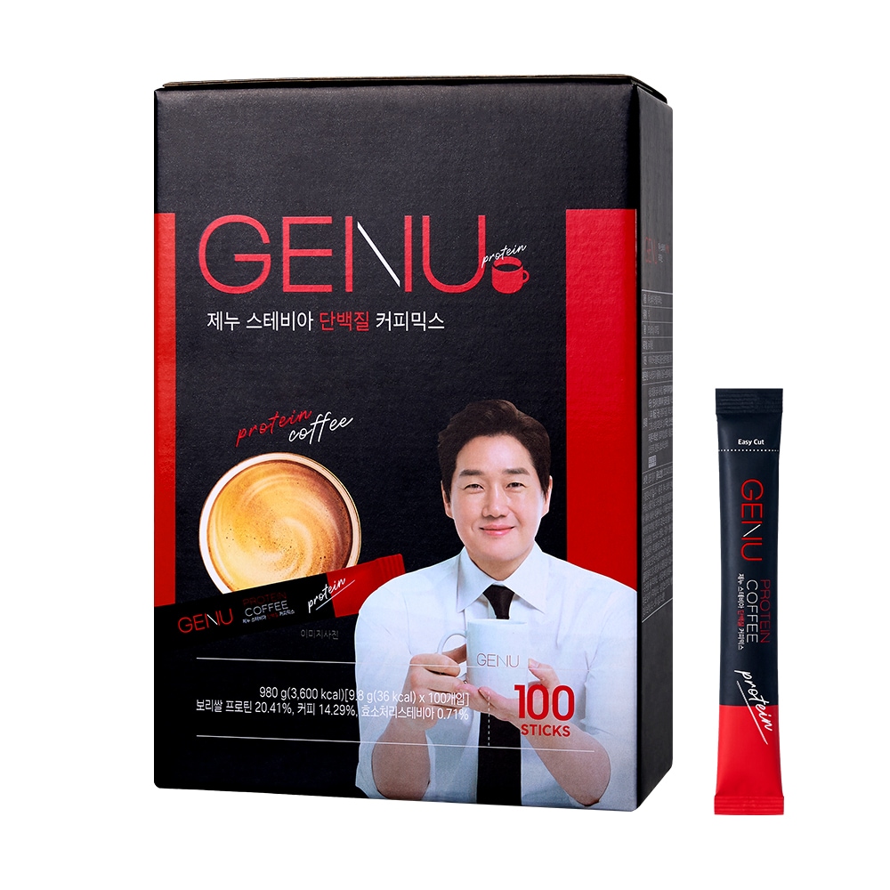 地域別送料無料【GENU】ステビア　プロティーン　コーヒーミックス　100包　980ｇ（9.8ｇ×100包入）　タンパク質 珈琲 プロティーン ユジテ　韓国食品　ミスタートロット