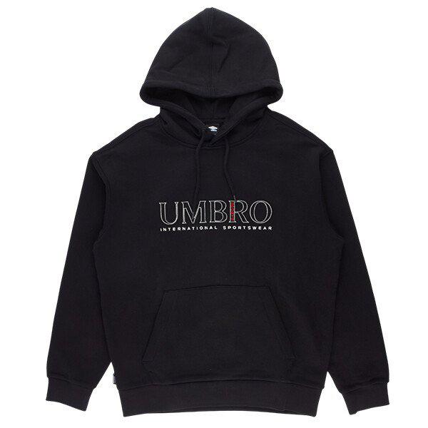 エッセンシャルプラス刺繡レタリングフードティー UQ121CHD16 BLK