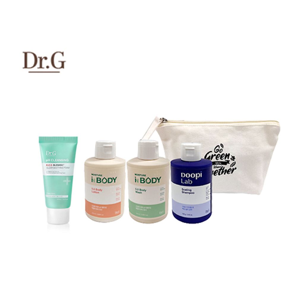Dr.Gトラベルセットポーチ4点 旅行必需品 リサイクルポーチ 2-In-1 シャンプー ボディウォッシュ ボディローション レッドブリーシークリア スージングフォーム 30ml 韓国生産