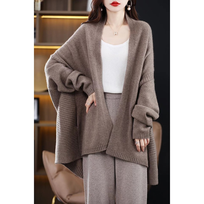 DEINET】 STUD LINE POINT CARDIGAN : ASH BROWN カーディガン