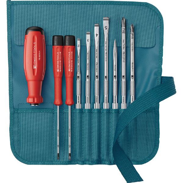 PB SWISS TOOLS ピービースイスツールズ 9本組 差替式ドライバーセット ペトロール 38218.PE