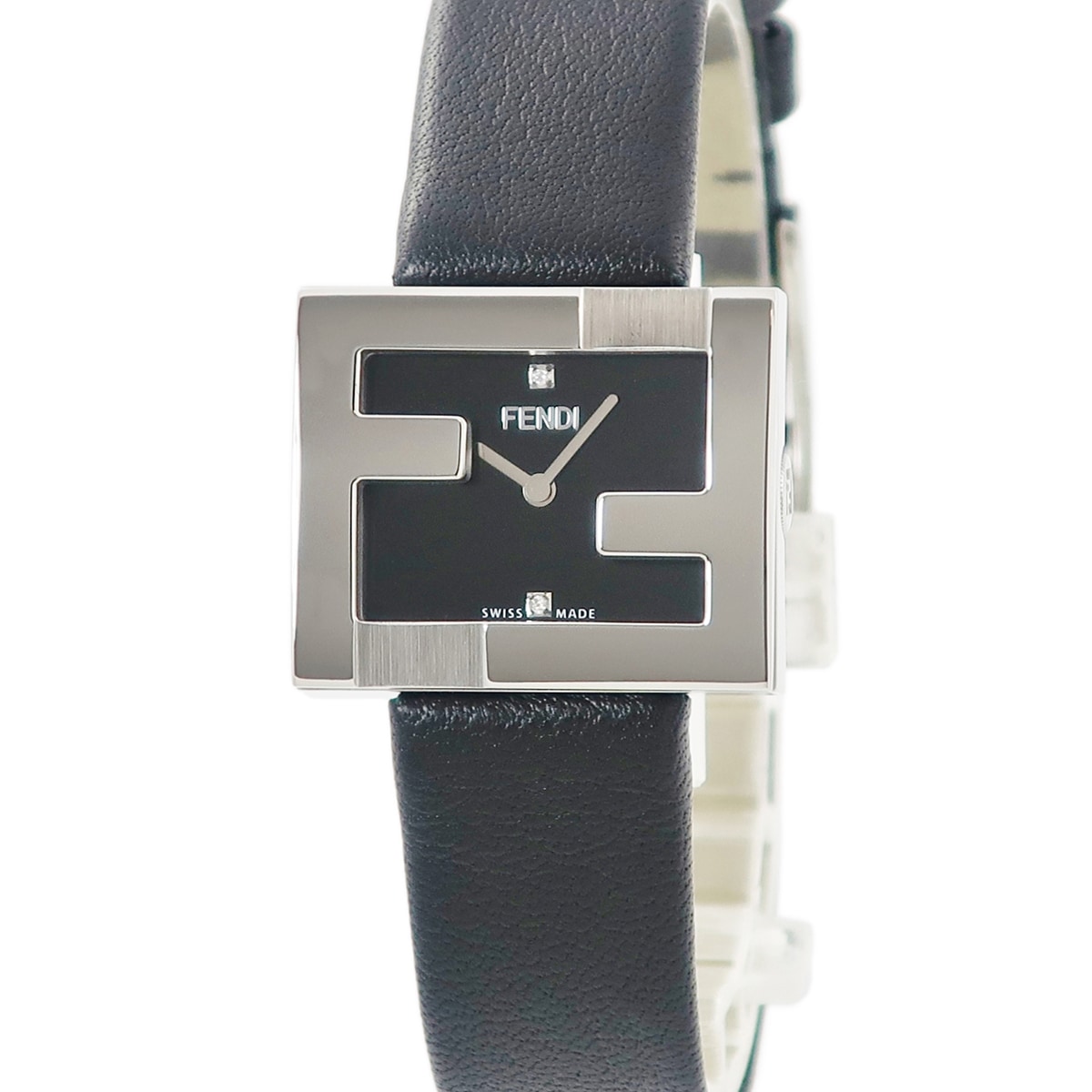 レクタンギュラー F100101001 クオーツ レディース 未使用 ズッカフェイス 純正ダイヤ シルバー 黒 3年保証