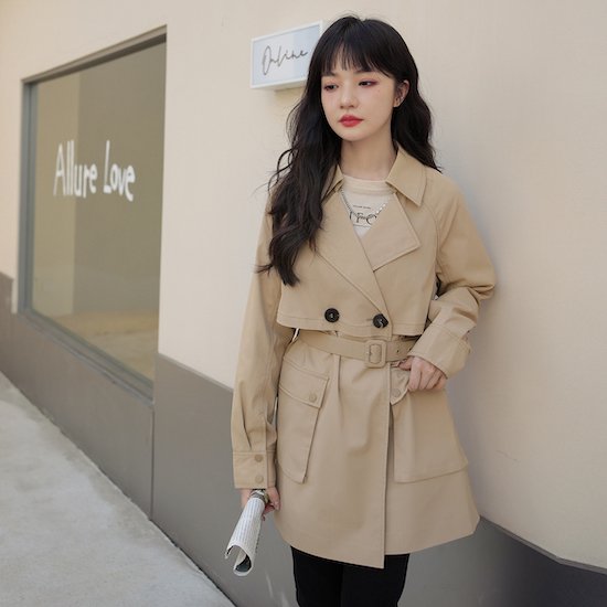 【取寄：納期2週間】トレンチコート レディース ウィンドブレーカー アウター コート 秋コート スプリングコート 冬 ライトアウター 通勤 通学 ジャケット 羽織り トレンチコート レディース