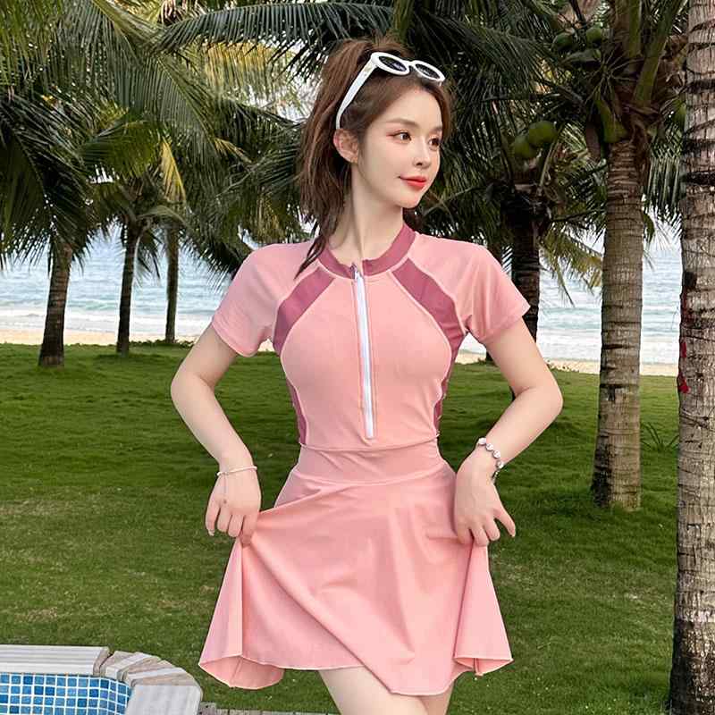 水着 レディース スイムウェア プール 温泉 夏 サマー ナイロン ダークブルー ピンク カジュアル 半袖 スカート ワンピース 8,194円