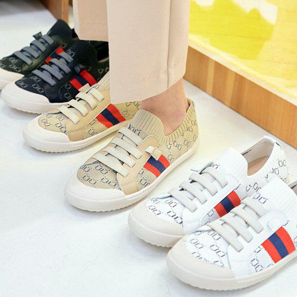 [シューズ] ニットコンビ三線女性女子スリップオン運動靴スニーカー2cm/3color smm6801