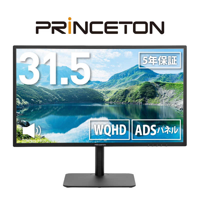 プリンストン　昇降 スイベル 対応 ADS パネル採用 液晶ディスプレイ ［31.5型 /WQHD(2560×1440) /ワイド］　PTF-B321QS-BK