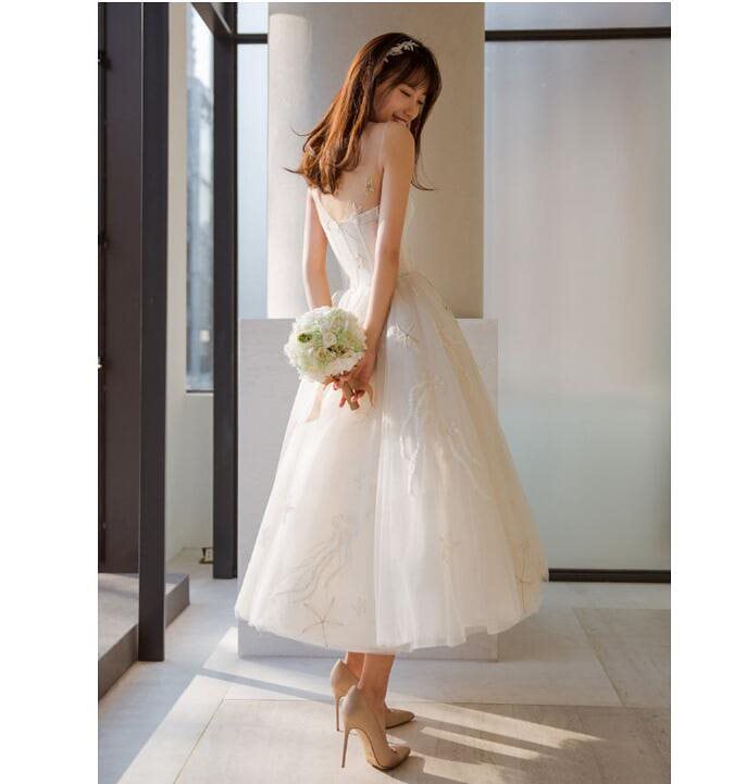 大人気 新作定番 ミディアムドレス パーティードレス フォーマルドレス ミモレ丈ドレス 二次会 同窓