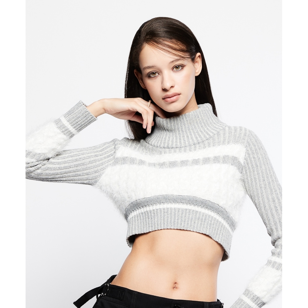 ラティジェント L7 カラーブロックニットボレロ (グレー)