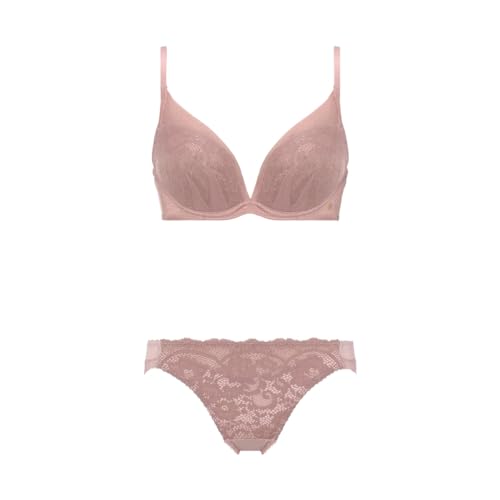 [アモスタイル バイ トリンプ] DeepV ブラ＆ショーツセット2 クラシカルレース レディース M019(モーブローズ) E75M