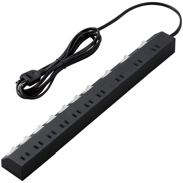 T-K7A-21025BK 雷ガードタップ/個別スイッチ/ホコリ防止シャッター付き/回転脚付き/固定＆吊下可能/10個口/2.5m/ブラック メーカー直送