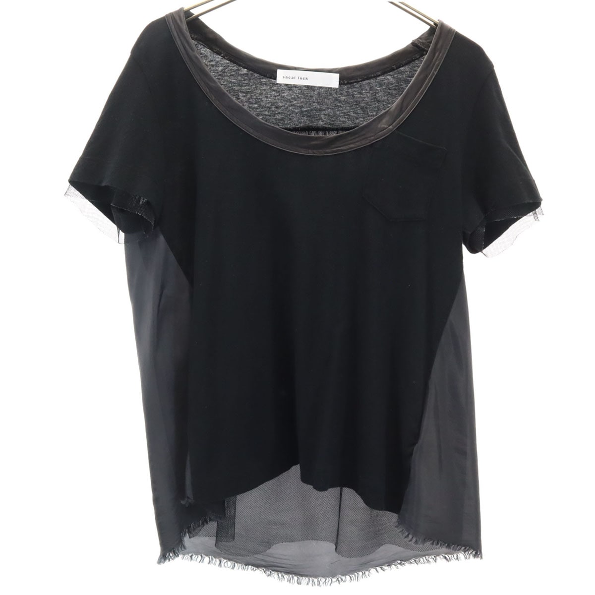 sacai luck サカイラック 日本製 半袖 カットソー 1 ブラック レディース 古着