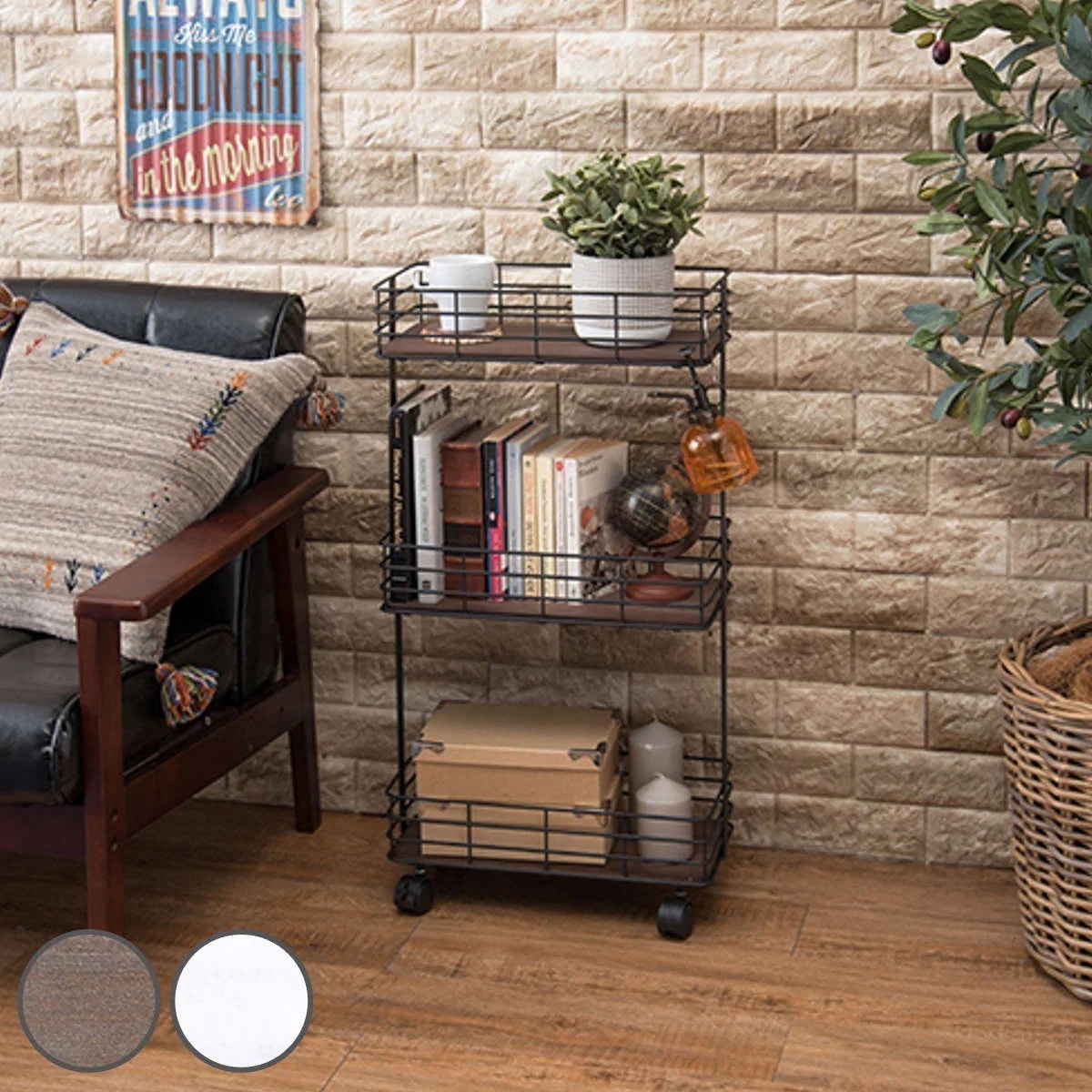 キッチンワゴン スリムタイプ 3段 キャスター付 木製棚板 DEPOT 約幅41cm 収納ラック 収納 ワゴン ラック スリム 完成品 収納棚 飾り棚 ディスプレイラック 多目的ラック シンプル