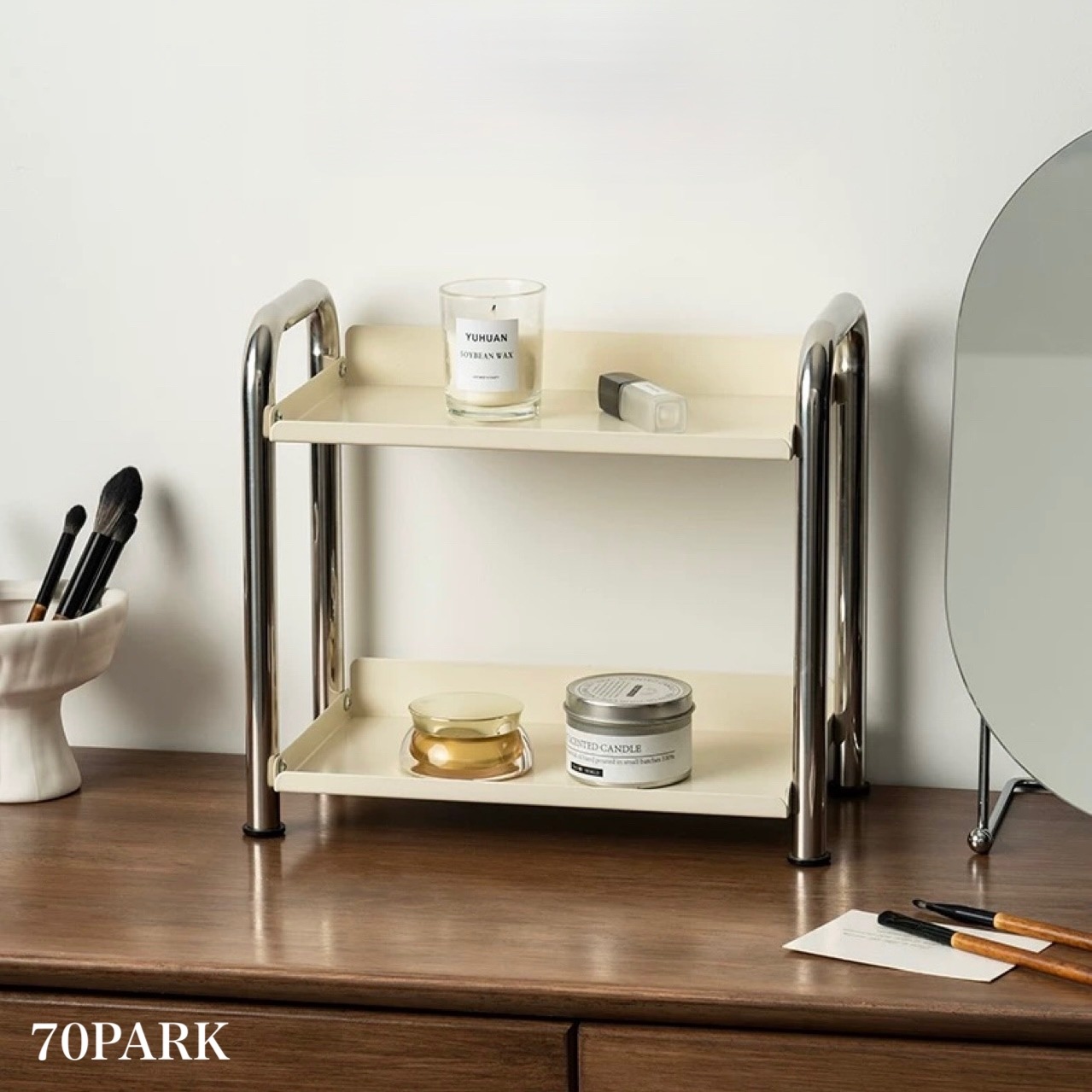 ステンレス シルバー フレーム 二段 収納 ラック 小物入れ おしゃれ 韓国インテリア 韓国雑貨 韓国っぽ 北欧インテリア 北欧 インテリア雑貨 韓国 70PARK 6,623円
