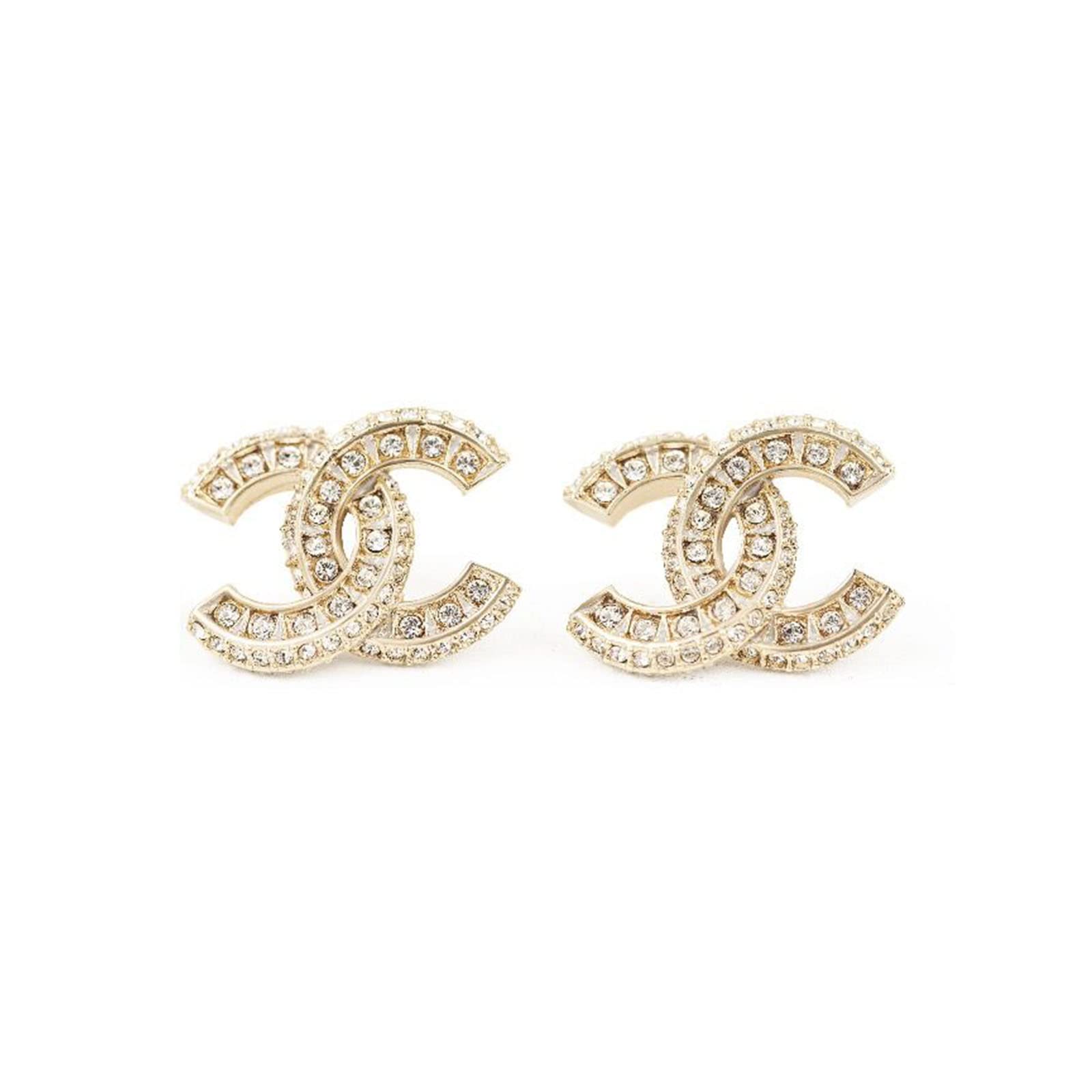 イヤリング ゴールド ピアス 定番ライトゴールドダブルC ダイヤモンドセット ピアス[並行輸入品] [JANE LEFT ]