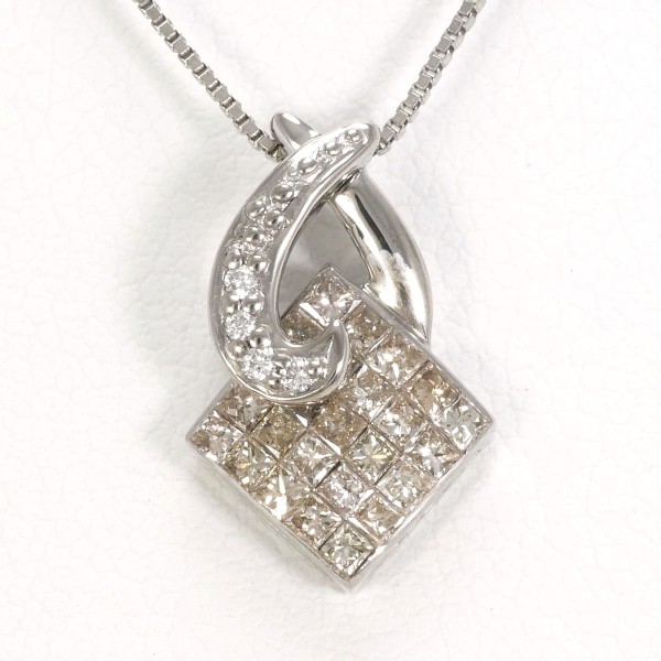 K18 18金 WG ホワイトゴールド ネックレス ブラウンダイヤ ダイヤ ジュエリー 中古