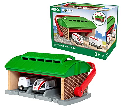 BRIO 9周年記念イベントが ブリオ WORLD ハンドル付列車車庫 電車 33 木製 おもちゃ 現品限り一斉値下げ レール