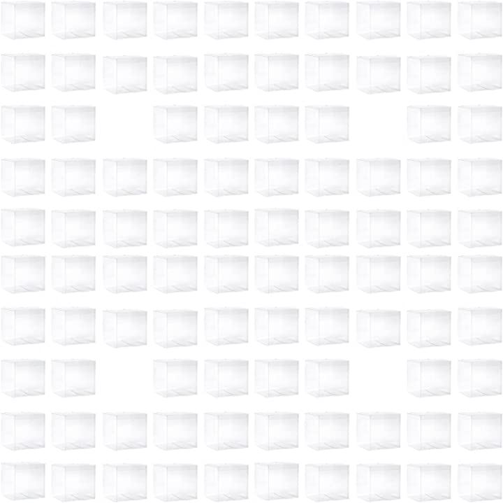 ギフトボックス 透明 プラスチックケース PVC 折り畳み 箱 プレゼント ディスプレイ ラッピング(8cm / 96個)