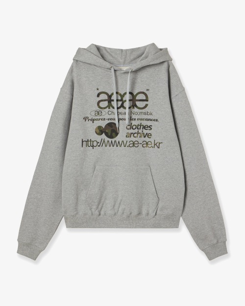 【AEAE】 WEB LOGO LOOSED HOODIE [MELANGE GREY/CAMO] 正規品
