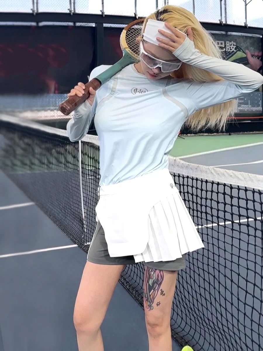 ゴルフウェア レディース スポーツウェア プリーツスカ パンツ 長袖 日焼け止め Tシャツ スカート 上下セット 女性 テニスウェア 速乾 通気性 春 夏 韓国風 おしゃれ