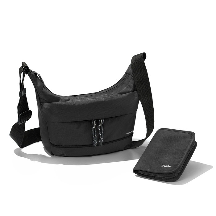 [盗難防止] セーフ ボディバッグ + ウォレットバッグ / 旅行用 クロスバッグ ショルダーバッグ (BLACK)
