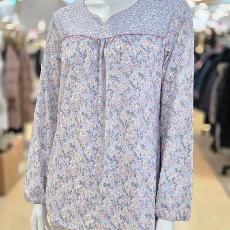 50D ポリスパン フラワープリント イージーウェア トップス EZ1939 BB