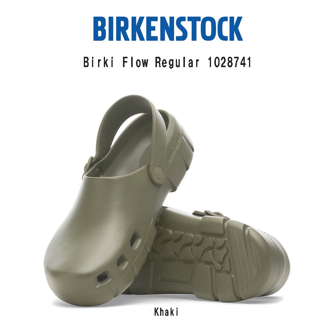 BIRKENSTOCK ビルキフロー サンダル クロッグ コンフォート レギュラー 軽量 カーキ ユニセックス ビルケン Birki Flow Regular 1028741