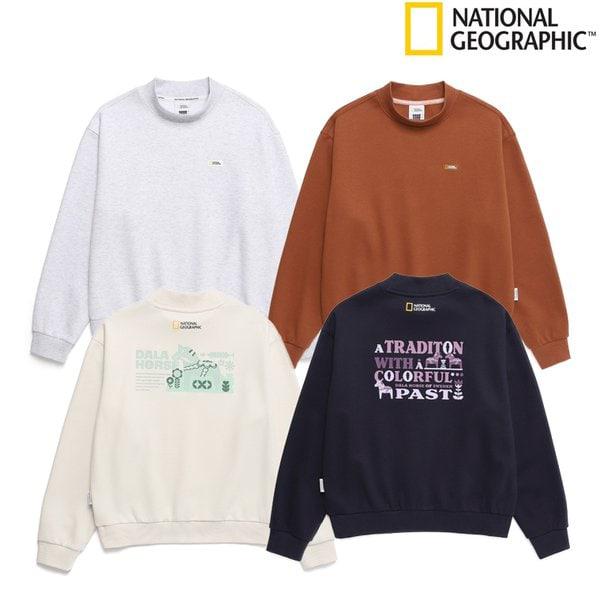 [始興店] N244WSW010 女性 冬 モックネック グラフィック 裏起毛 スウェットシャツ