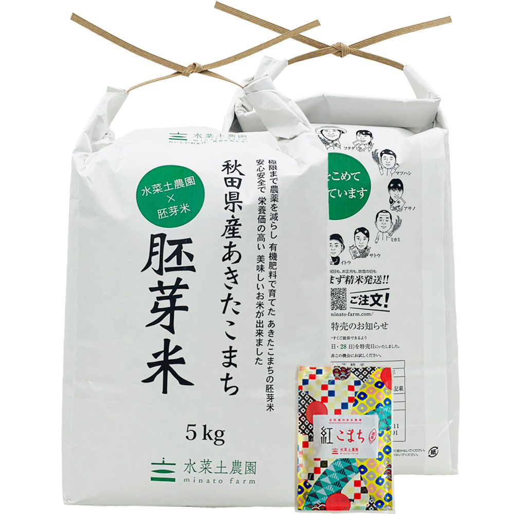 あきたこまち 胚芽米 10kg(5kg2袋) 秋田県産 令和7年産　古代米付き