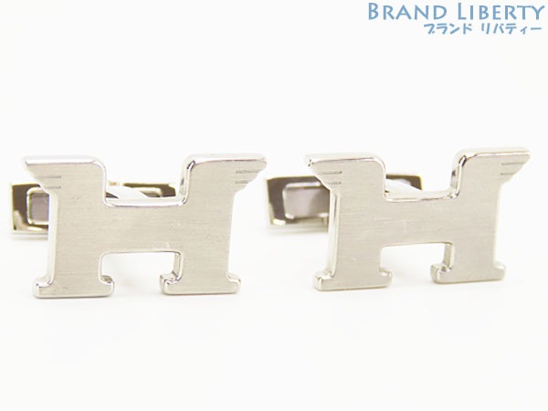 レア超美品エルメスHロゴぺガスペガサスカフスカフスボタンカフリンクスシルバーメタル