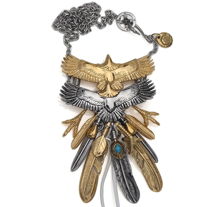 ステンレス 特大フェザーネックレス [ct072]