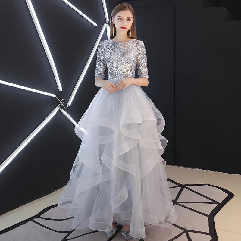 女性用ドレススカート2024ファッション宴会スパンコール誕生日ホストパフォーマンスオーラクイーンロングスタイルフォレストスタイル