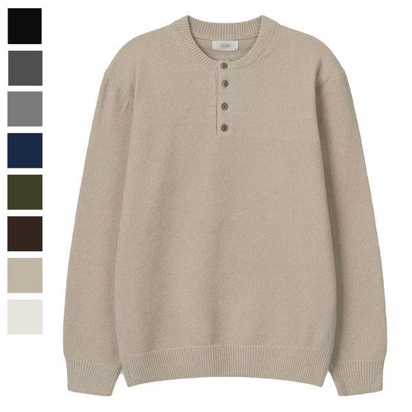 メンズジークベルベットヘンリーネックラウンドニット SG KN Q085 オートミール_P407856439