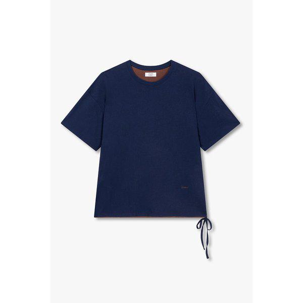二重配色ストリングディテール半袖Tシャツ 9106222217056