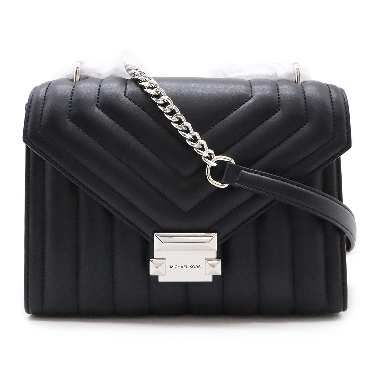 ホイットニー キルテッド フラップ チェーンショルダー ショルダーバッグ ミディアム レザー ブラック 黒 35R4SWHL6