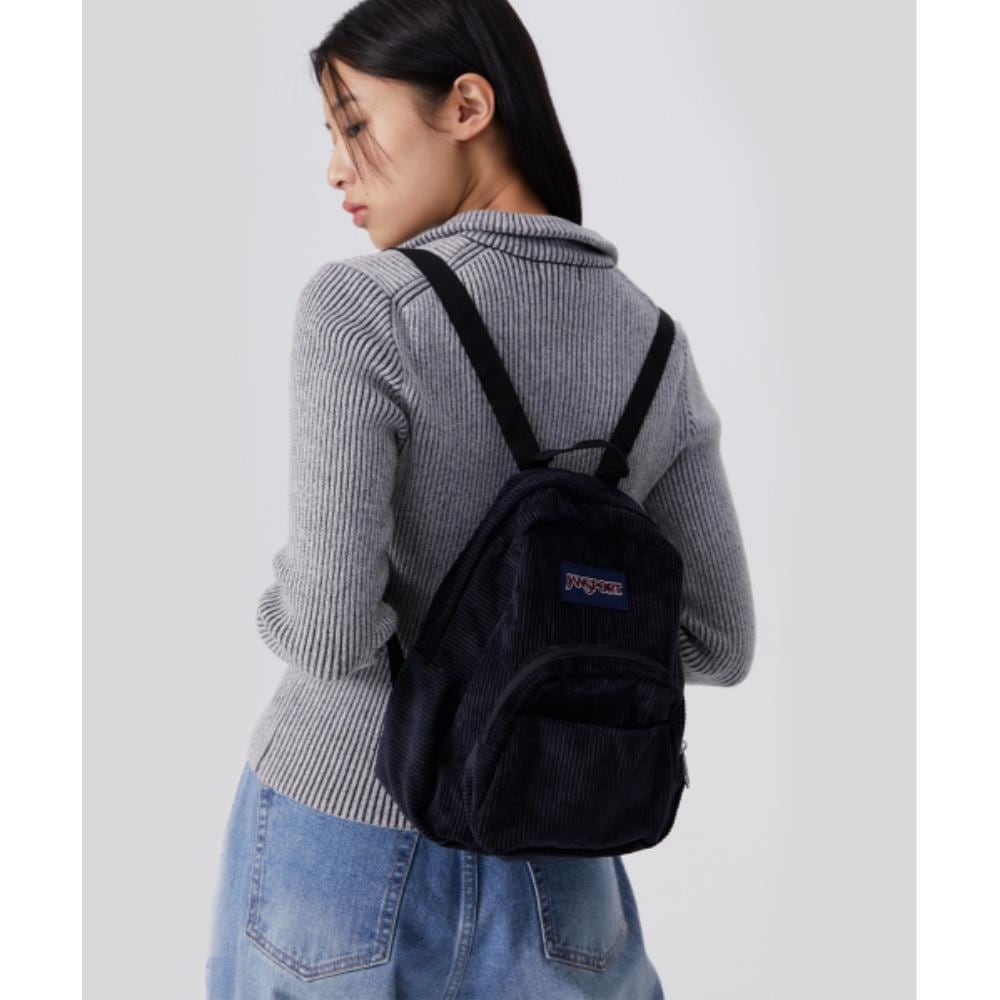 jansport Half Pint Corduroy Mini Backpack BLACK JS0A3C4J