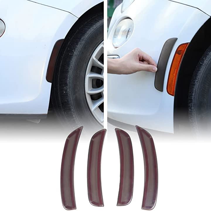 スモークレンズ ウィンカーランプ 装飾保護トリムカバー FIAT 500 2010-2015に適合( サイドウインカー-4PCS)