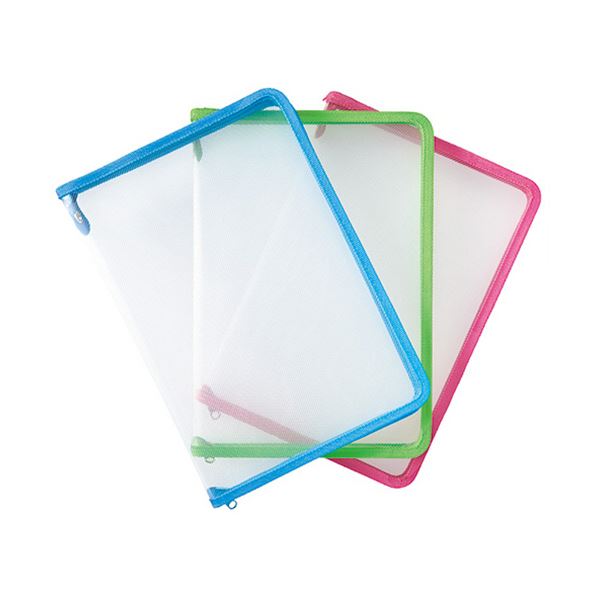 ハピラファスナーケース A4 カラー （ブルーx48冊グリーン/ピンクx各24冊） FCA41 1セット（96冊）