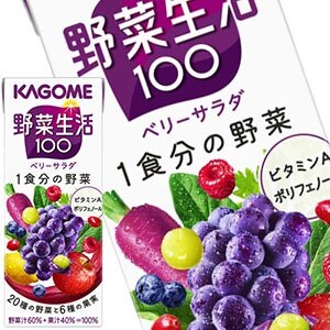 カゴメ 野菜生活100 ベリーサラダ 200ml紙パック96本［24本4箱］［賞味期限：3ヶ月以上］［送料無料］45営業日以内に出荷 8,191円