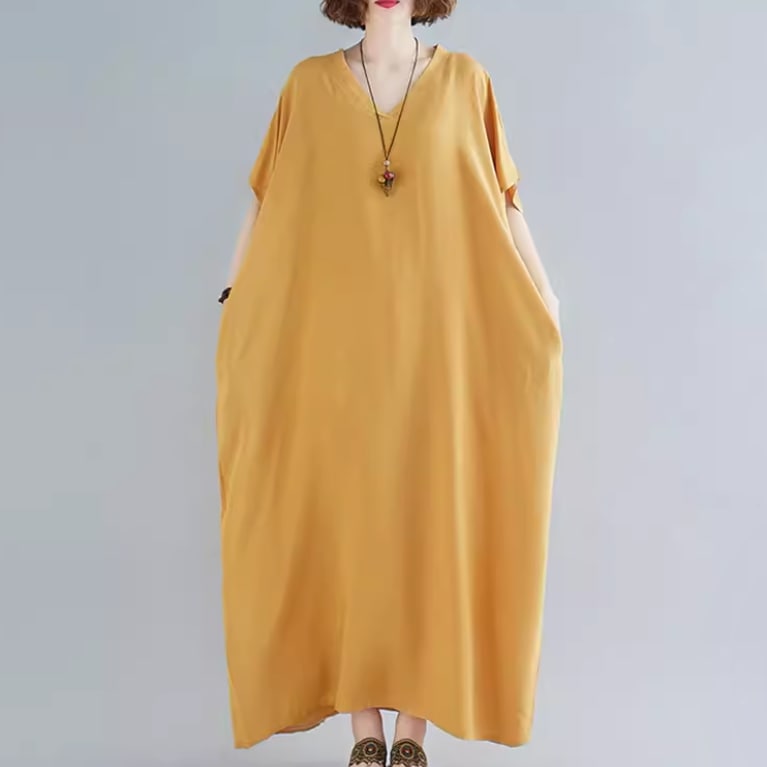 レディース スカート ワンピース プルオーバー ドレス ロングスカート ロング 半袖 Vネック 襟なし ワイド オーバーサイズ 薄手 かわいい 大人可愛い きれいめ シンプル カジュアル 上品 5,042円