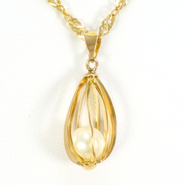 K18 18金 YG イエローゴールド ネックレス パール(真珠) 約45cm ジュエリー 中古