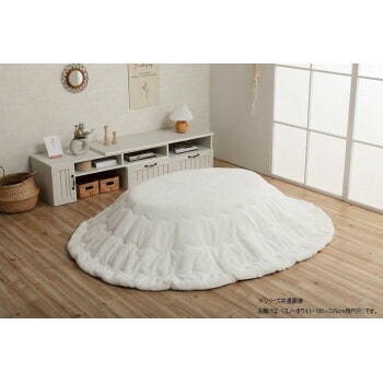 こたつ布団 楕円形 無地調 約185x225cm楕円 スノーホワイト 6843289