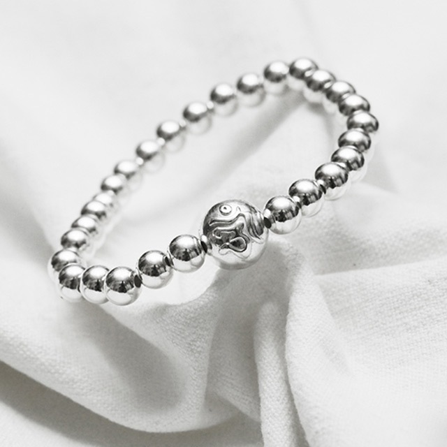 シルバー925 4ミリシルバーボール単株銀塩株ブレスレット